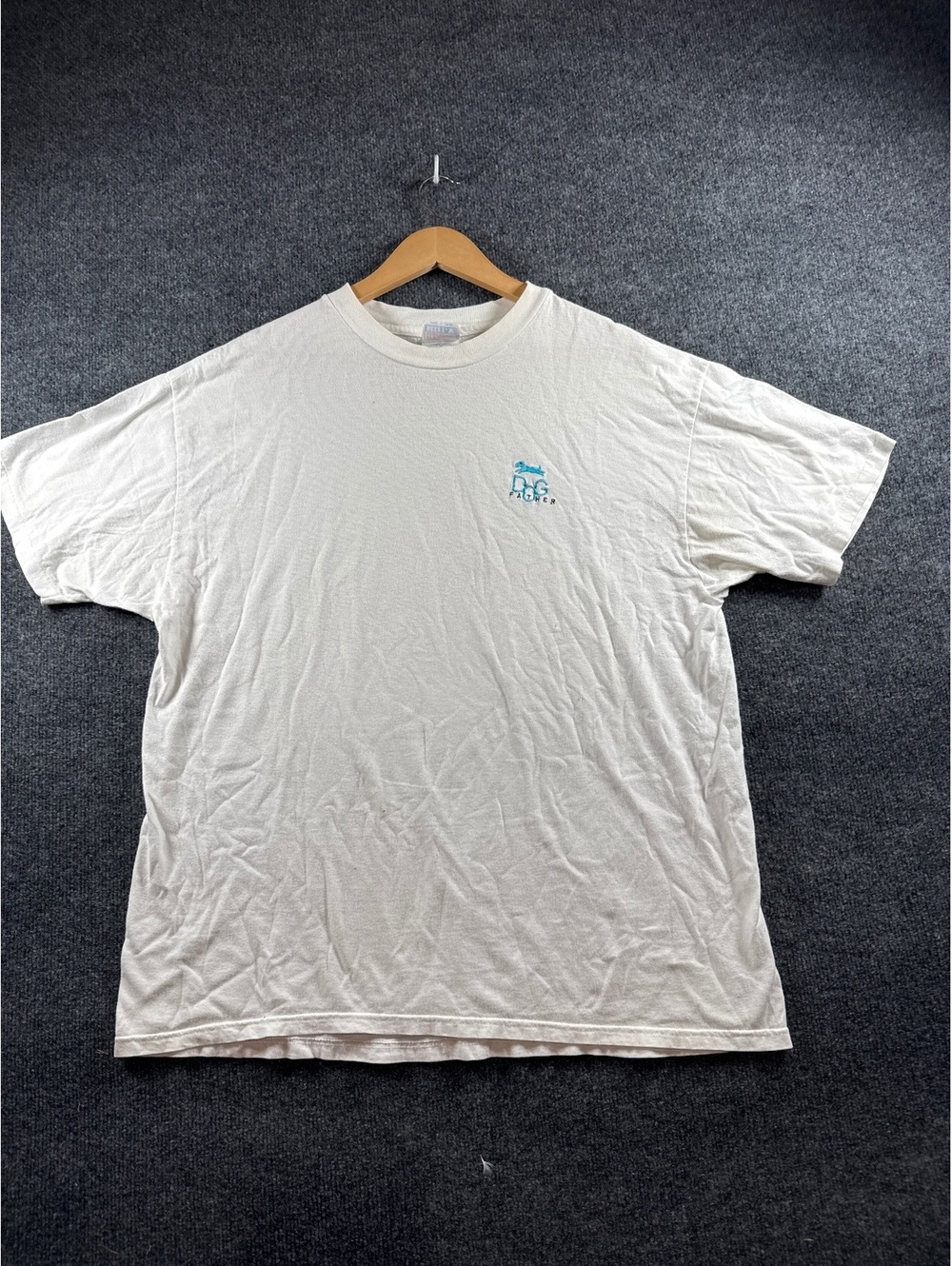 Dog Father Men's XL White Embroidered Graphic T-Shirt Dog Dad Pet Lover